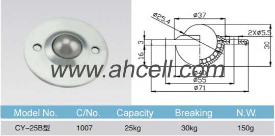 CY-25B đơn vị chuyển giao bóng, 25kg tải công suất caster đơn vị, 25mm thép chuyển bóng đơn vị