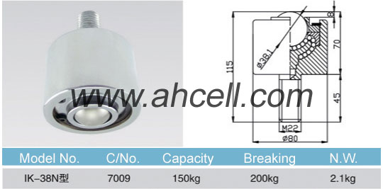 IK-38N chuyển giao bóng đơn vị, 150kg tải năng lực, 38mm bóng xuống phía đối mặt với nhiệm vụ nặng năng lực bóng bánh