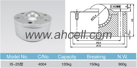 IS-25 Ball chuyển đơn vị, 120kg tải năng lực, thép 25mm máy mang đơn vị