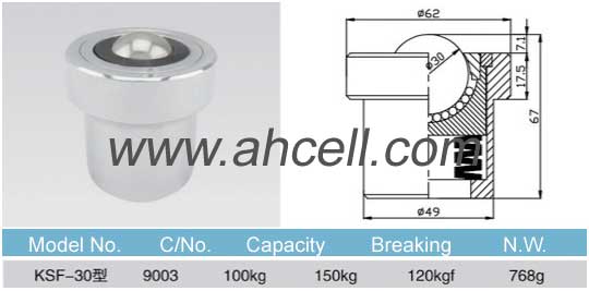 KSF-30 bóng đơn vị chuyển giao, 100kg tải công suất, 30mm bóng nặng mùa xuân bóng đơn vị