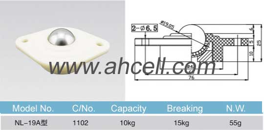 NL-19A Nylon bóng đơn vị chuyển giao, POM nhựa chuyển bóng đơn vị