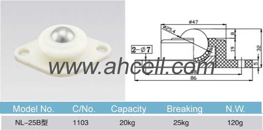 NL-25B POM bóng đơn vị chuyển giao, nylon chuyển bóng đơn vị, bóng nhựa mang chuyển bánh xe