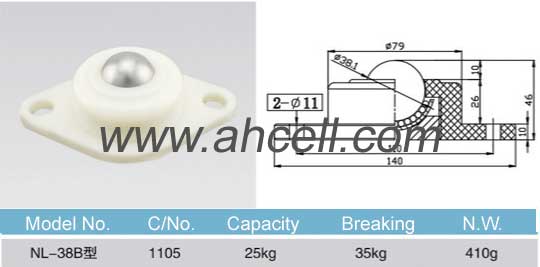 NL-38B nylon bóng đơn vị chuyển giao, ss bóng nhựa chuyển mang đơn vị, pom bóng đơn vị chuyển giao