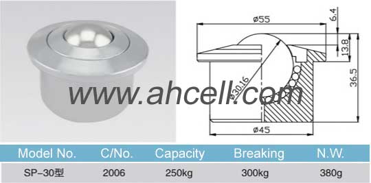 SP-30 gia công thép bóng đơn vị chuyển giao, 250kg tải năng lực bóng bánh, 30mm sân bay bóng đơn vị