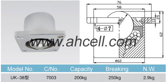 UK-38 Giảm cân 250kg Sử dụng chuyển giao Ball Bearing Roller Bánh